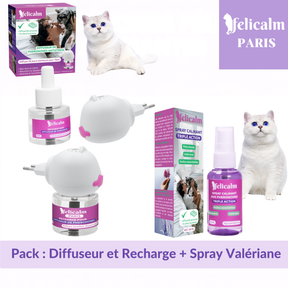 Pack Felicalm – 1 Diffuseur + 3 recharges de phéromones pour chats – 3 mois de diffusion apaisante